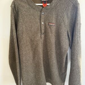 Patagonia Brown Heather with Orange Trim Pullover